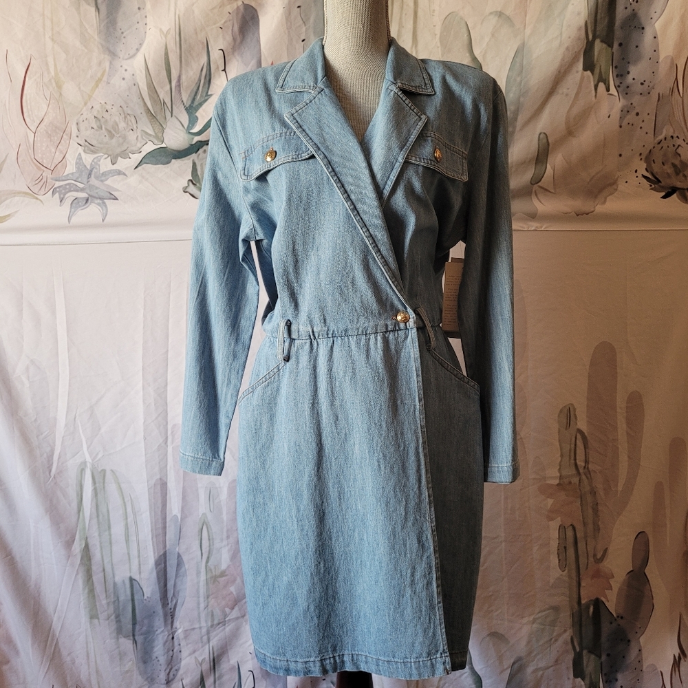 Long Sleeve Vintage Denim Dress Size 12